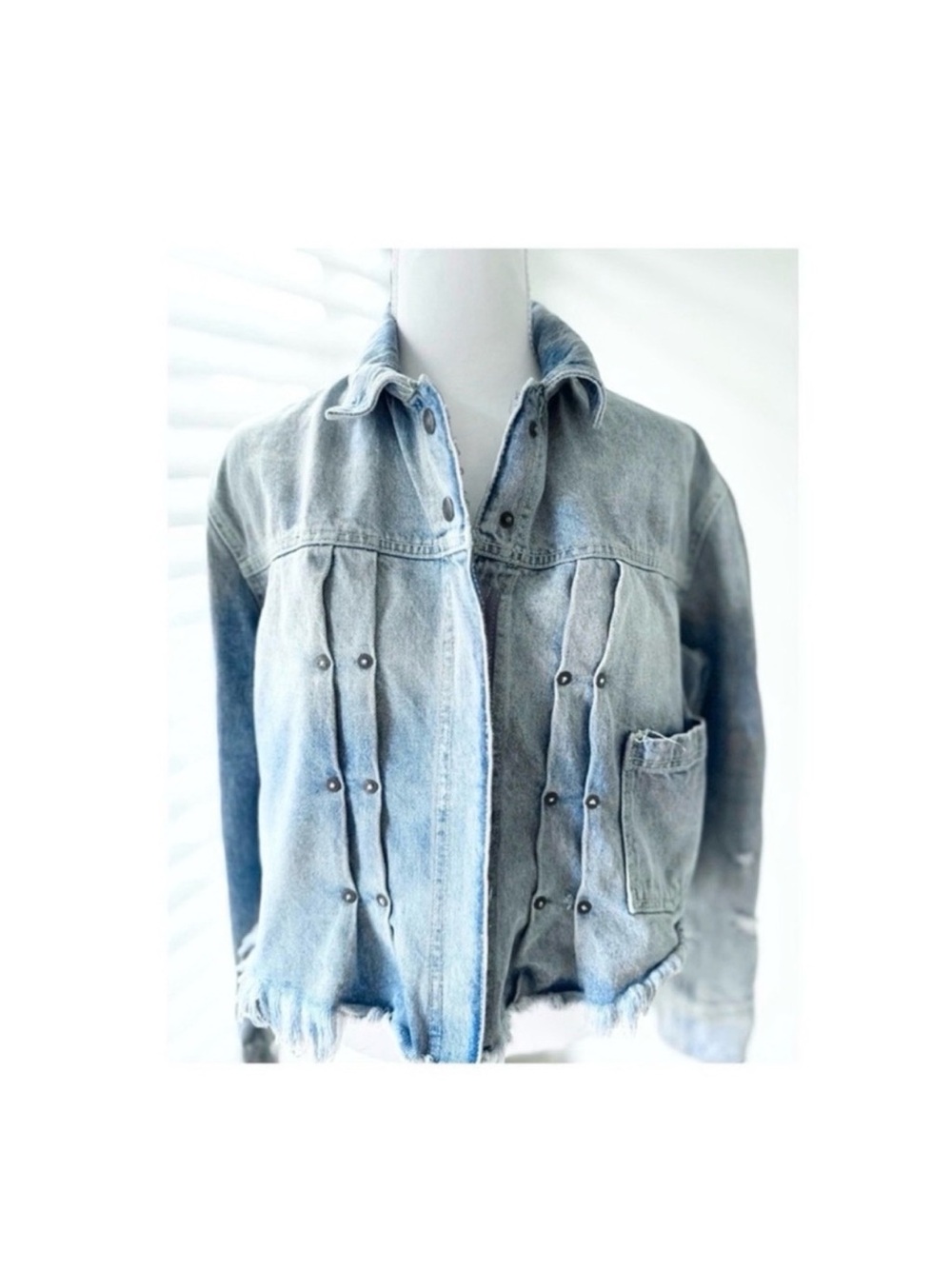 Free People Light Blue Washed Denim Jacket